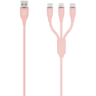 Volkano Flexi Series 3-in-1 Charging Cable - Pink