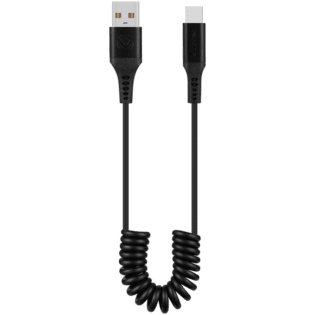 Volkano Helix Series Coiled 1m Charging Cable USB-A To USB-C 60W - Black