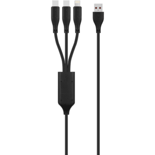 Volkao Nova Series USB A to 2 USb C and lightning cable 100W 1.2m TPE-Black