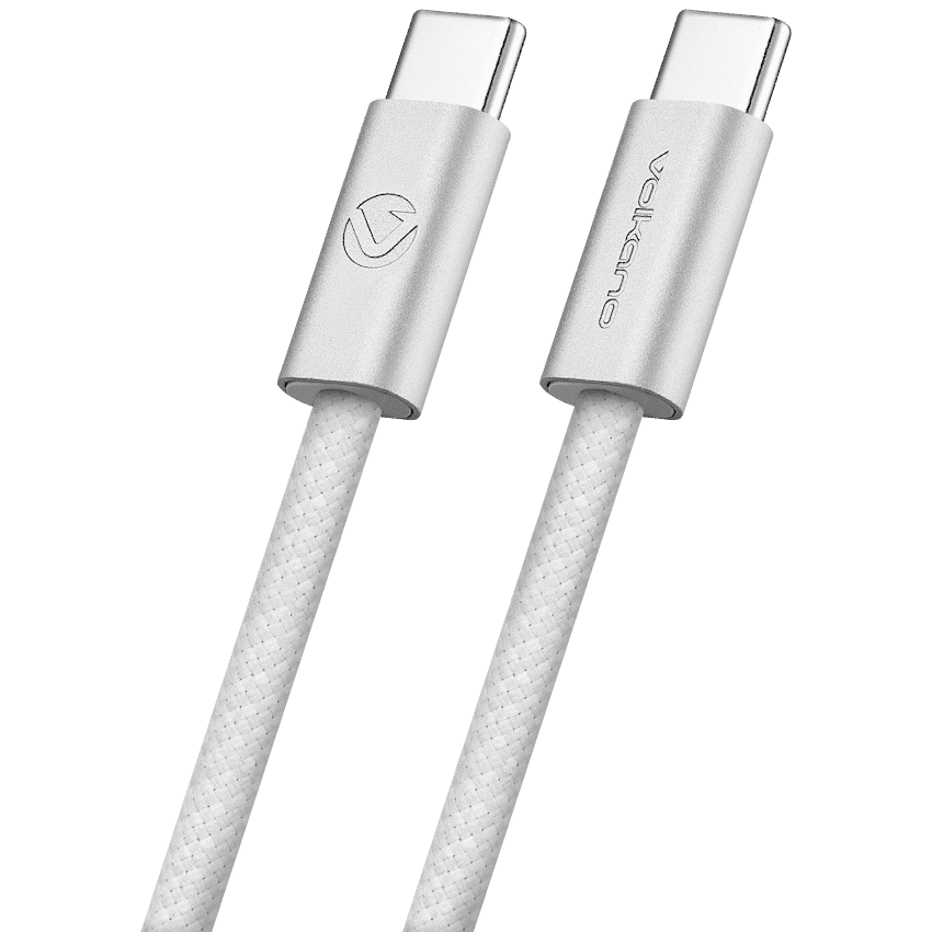 Volkano Weave Series 60w USB C to USB C 1.2m-White