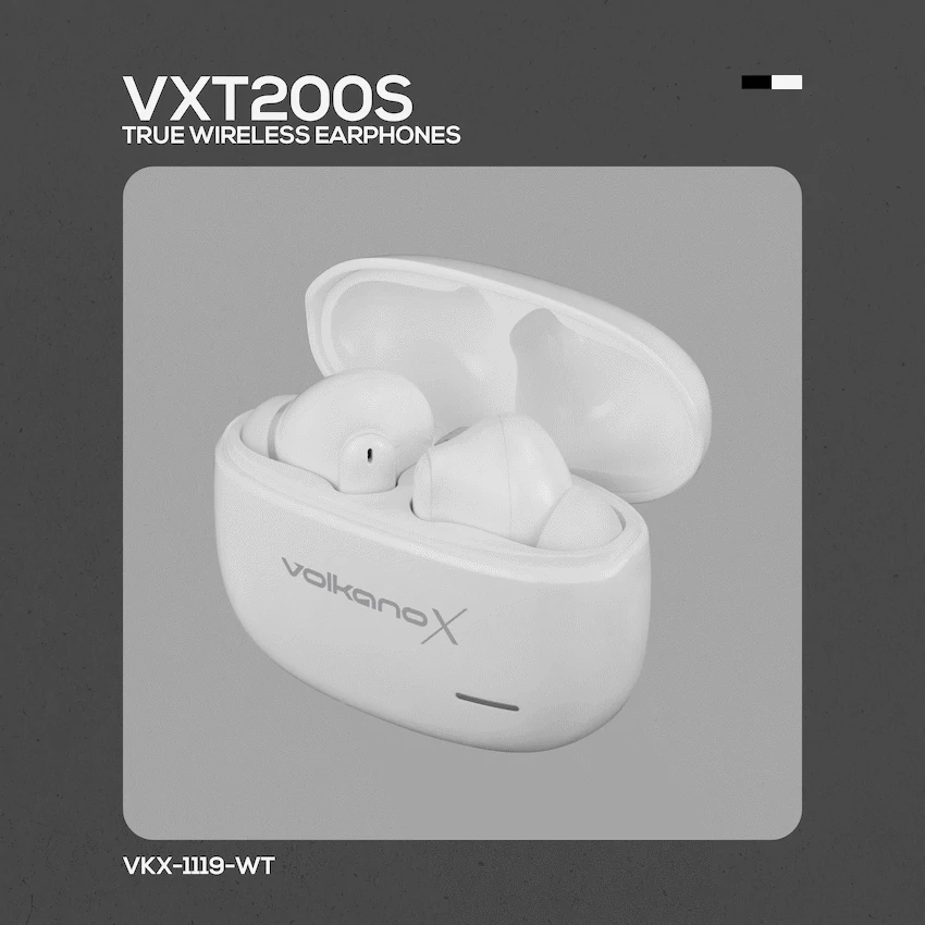 VolkanoX VXT200S Hybrid ANC TWS Earphones - White - Image 11
