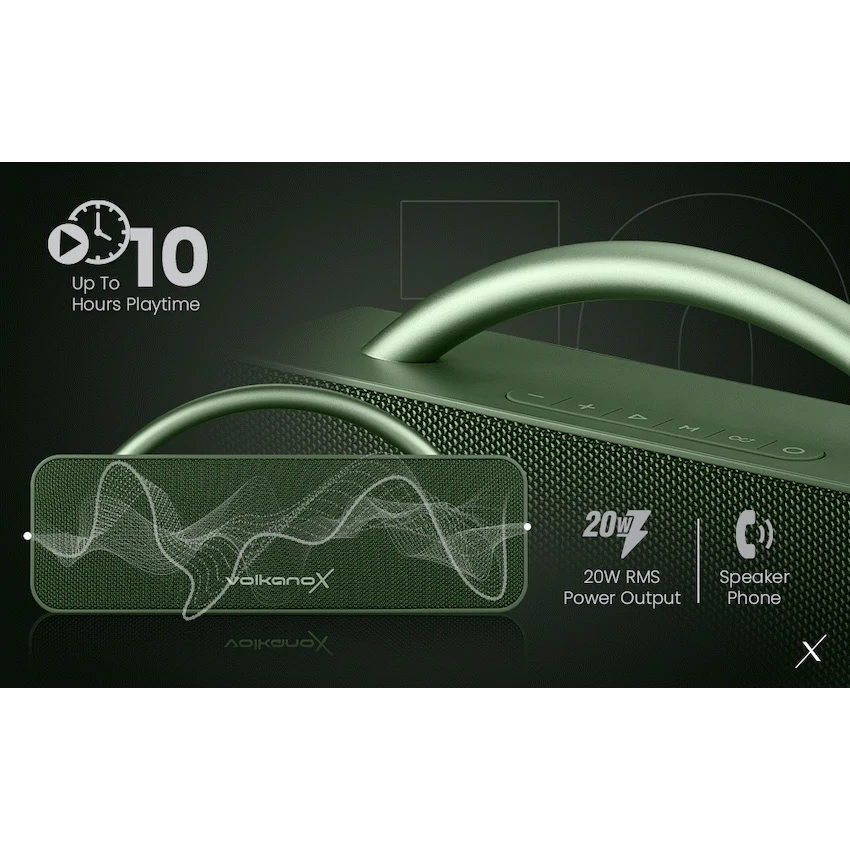 VolkanoX VXS200 Portable Bluetooth Speaker - Green - Image 10