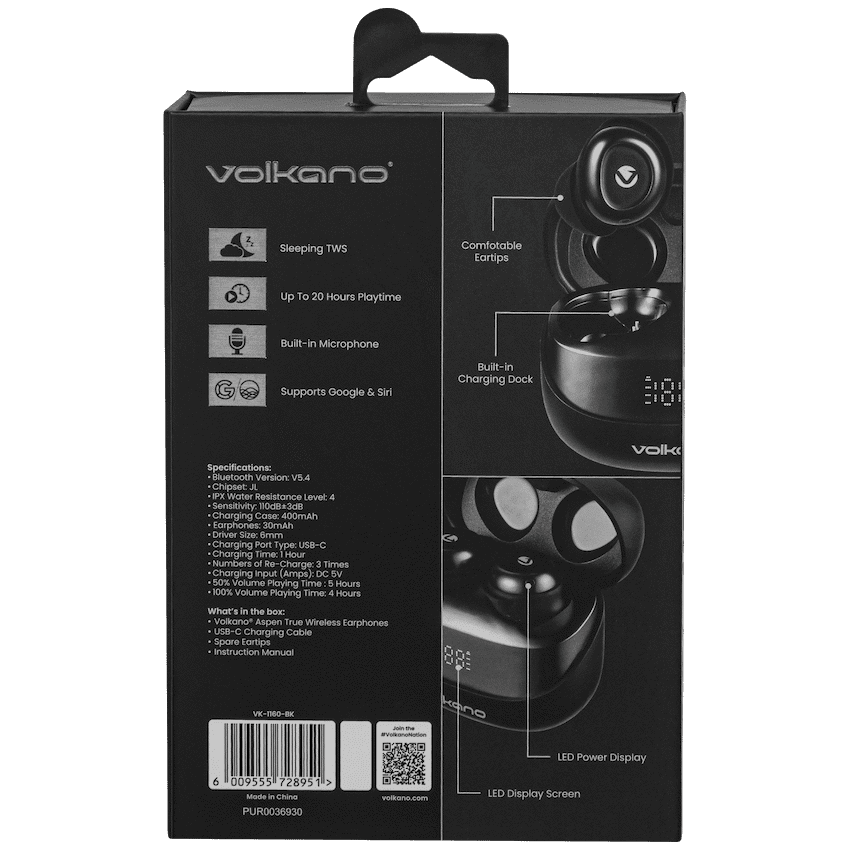 Volkano Aspen True Wireless Earphones - Black - Image 10