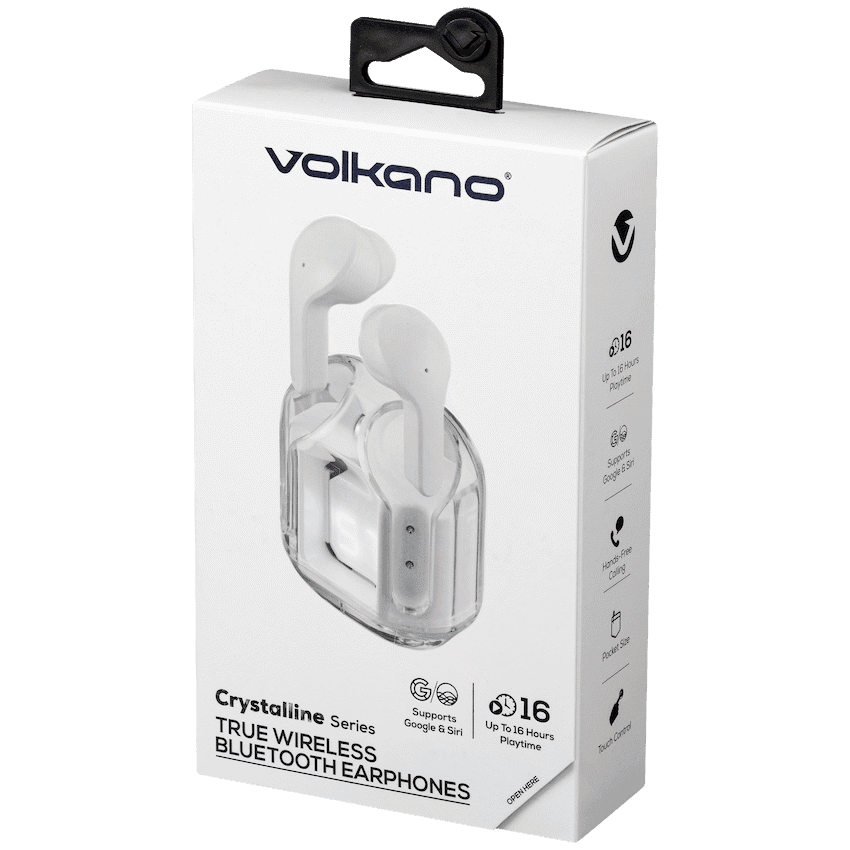 Volkano Crystalline Series TWS Earphone - White - Hardbox - Image 10