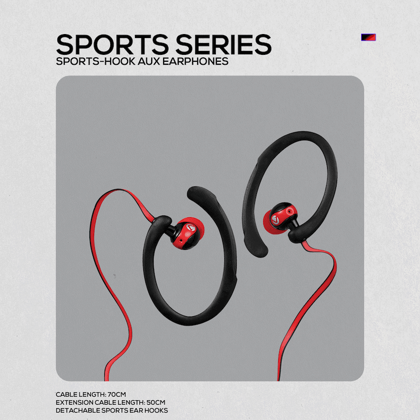 Volkano Sports Earphones Black/Red - Image 2