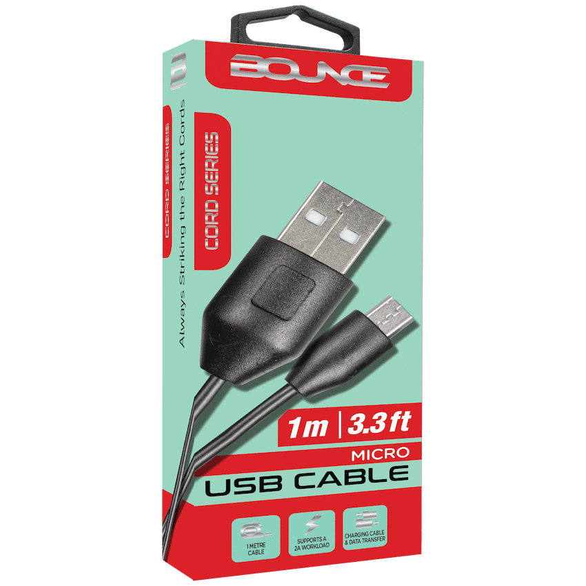 Bounce Cord Series 1.2m Micro USB Cable - Black - Image 2