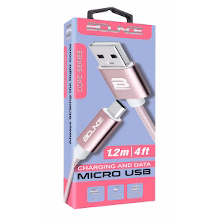 Bounce Cord Series Micro USB Braided Cable 1.2m - Rose Gold - Image 2
