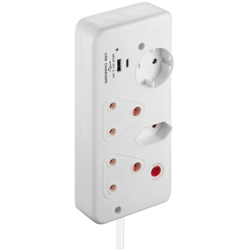 Switched 4-Way with 1x Type-C + 1x USB 2.4a Socket Medium Surge-Protected 0.5m - Image 2