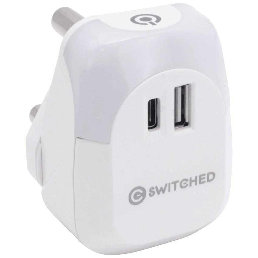 Switched Halo Fast Charge Power Adaptor, USB and Type-C Ports, Output 20w - Soft Touch Night Light - Image 2
