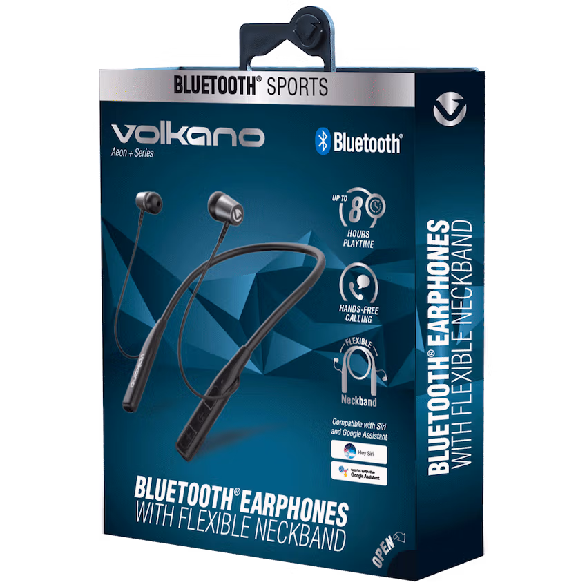 Volkano Aeon+ Series Bluetooth Earphones with Neckband - Black - Image 2