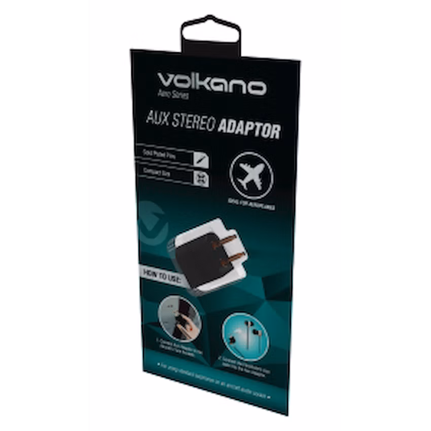 Volkano Aero Series Aux Stereo Adapter - Black - Image 2