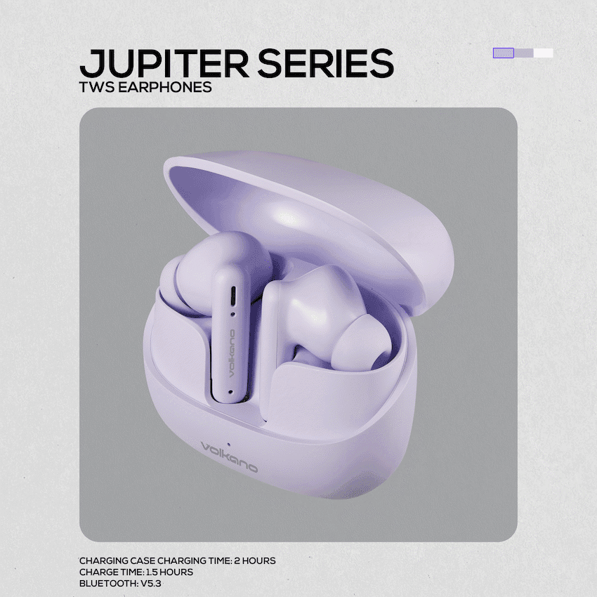 Volkano Jupiter Series TWS Earphones - Pastel Purple - Image 2