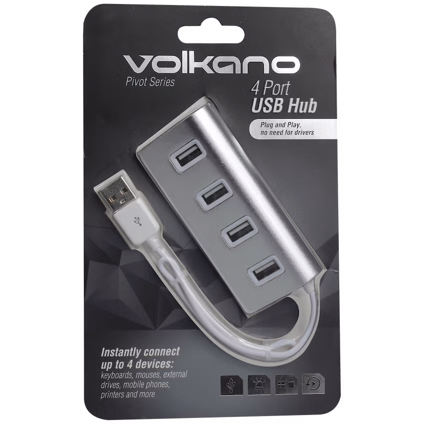 Volkano Pivot series 4 port USB Hub - silver - Image 2