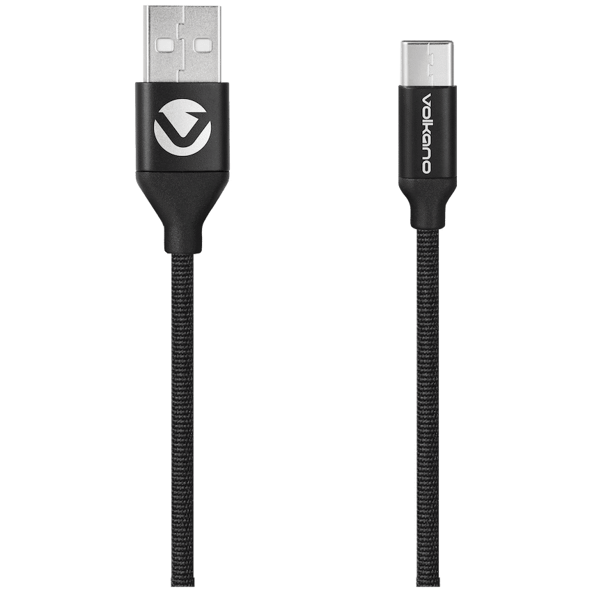 Volkano Weave Series Fabric Braided Micro USB Cable 1.2m - Black - Image 2