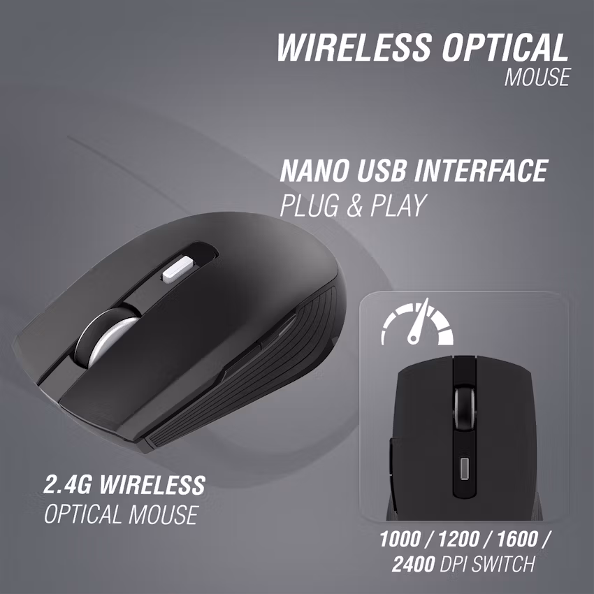 VolkanoX Uranium Series 6 Button Wireless Mouse - Black - Image 2