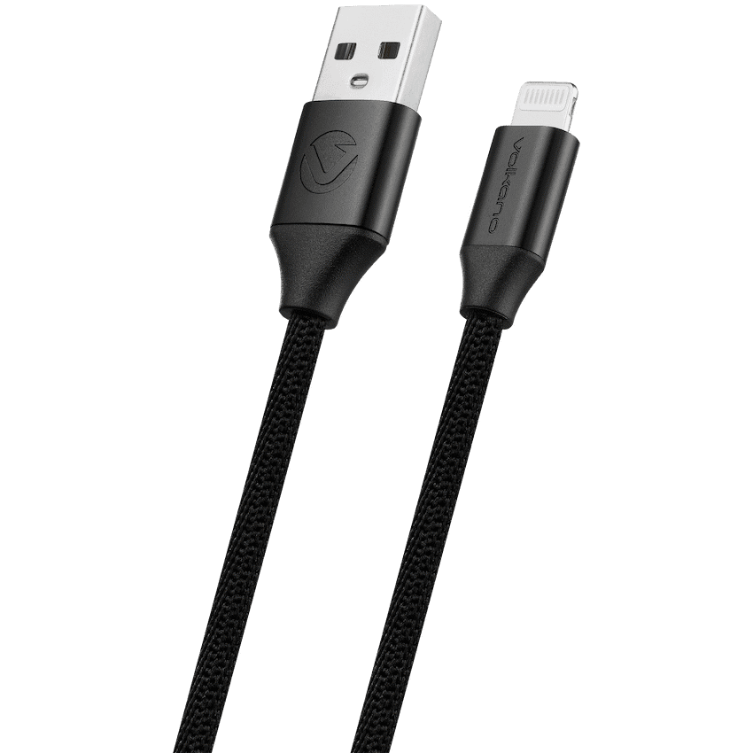 Volkano Weave Series Fabric Braided MFI Lightning Cable 12w 3m - Black - Image 2