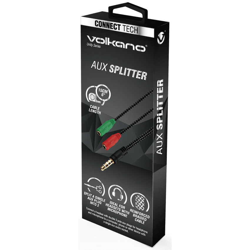 Volkano Unity Series AUX Splitter 4-Pole Plug to 2 AUX Sockets - Image 2