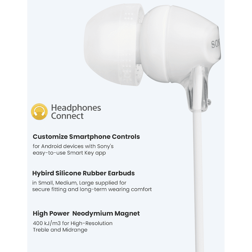 Sony MDR-EX15AP (White) InEar Earphone with Mic for iPhone - Android - Blackberry - Image 2