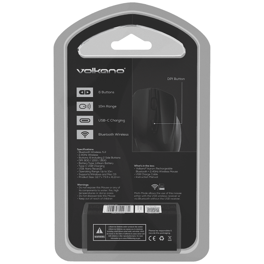Volkano Aurum Series Bluetooth Wireless Mouse - Black - Image 2
