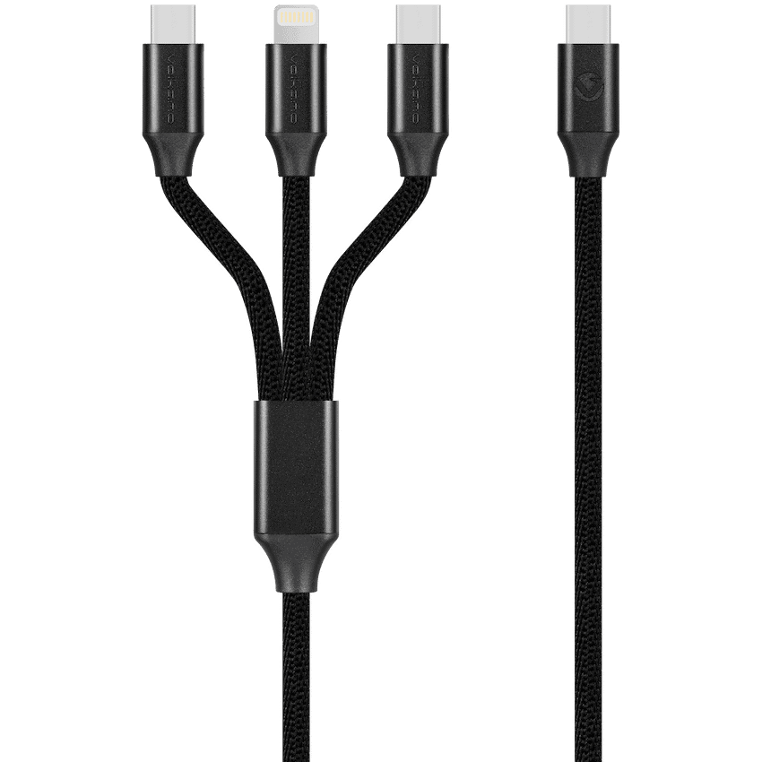 Volkano Weave Series 65w 3-in-1 Charge Cable - Black - Image 2
