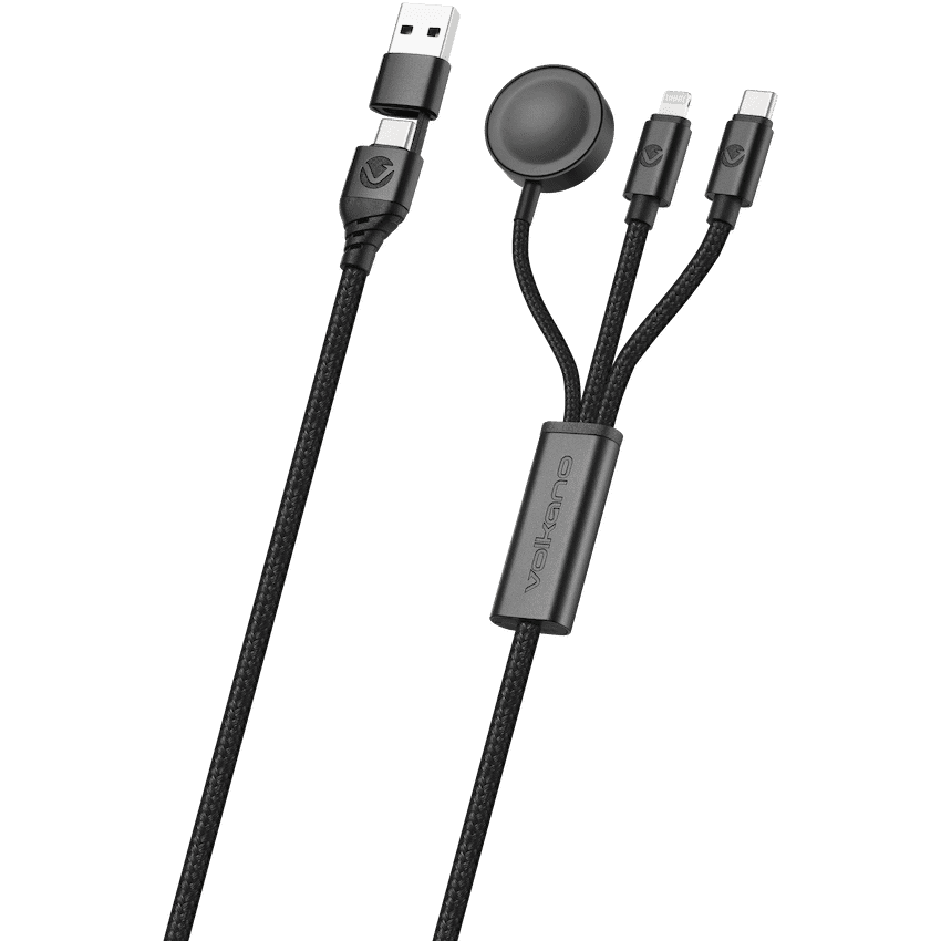 Volkano Weave Series 100W Braided 5-in-1 Charge and Data Cable 1m - Black - Image 2