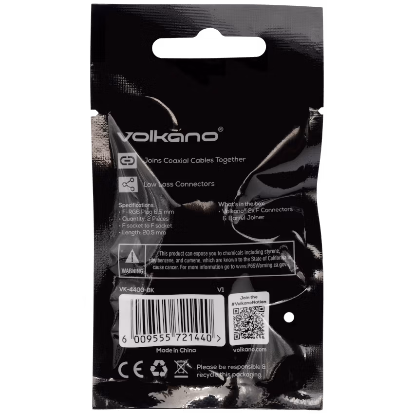 Volkano 2x F Connector & Barrel Joiner - Image 2