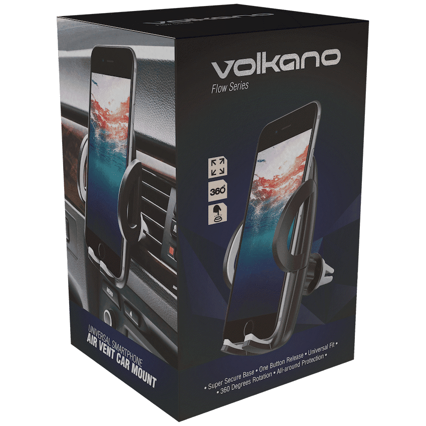 Volkano Flow Series Car Air Vent Phone Holder - Large - Black - Image 2