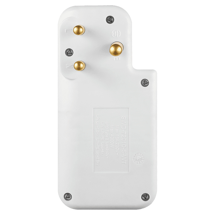Switched 3-Way Medium Surge Adaptor with Type-C + USB - White - Image 3