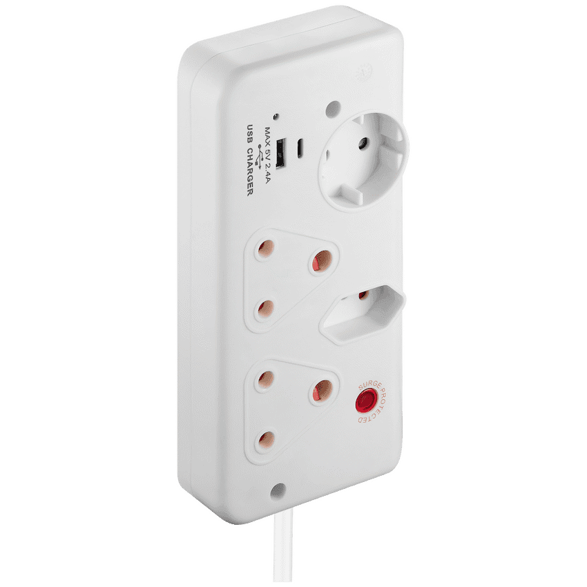 Switched 4-Way with 1x Type-C + 1x USB 2.4a Socket Medium Surge-Protected 0.5m - Image 3