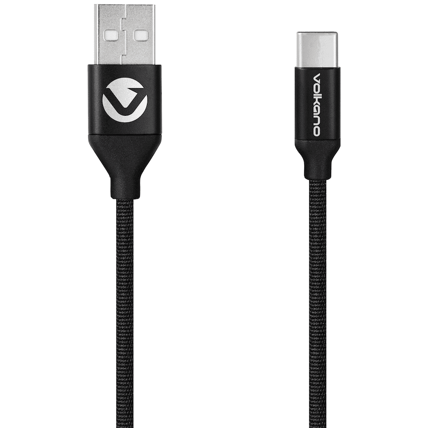 Volkano Weave Series Braided USB A to Type-C Cable 1.2m 60w - Black - Image 3