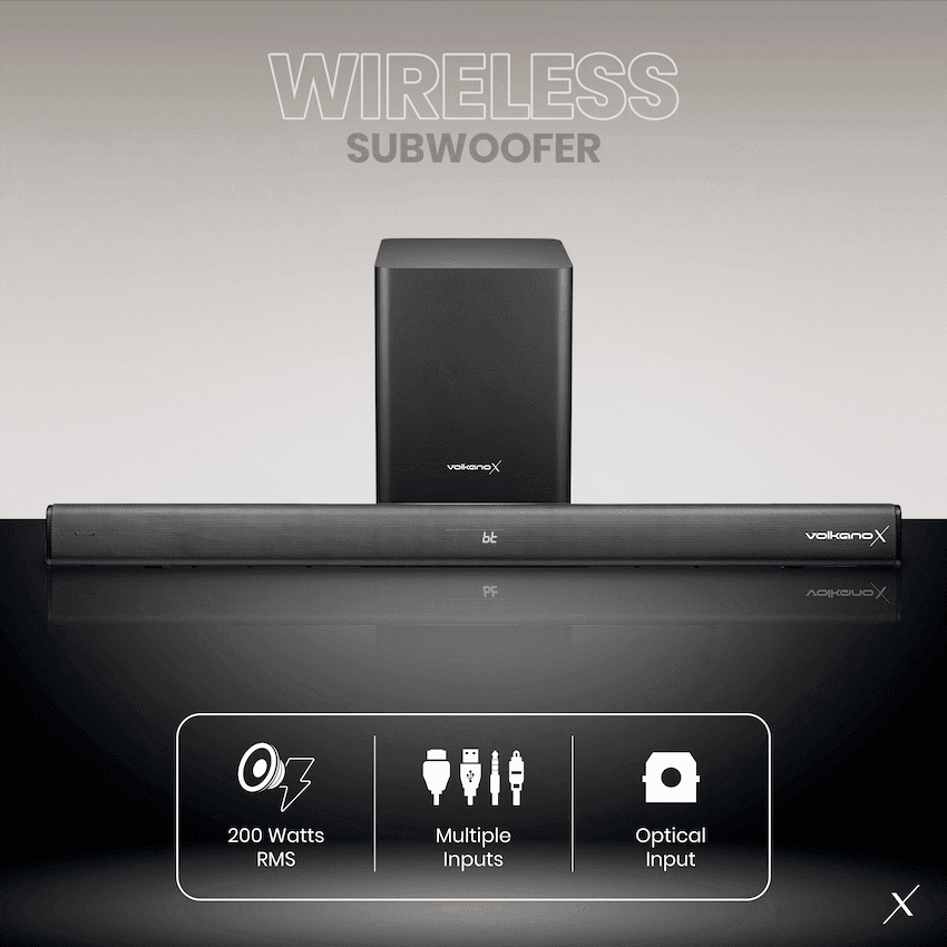 VolkanoX Supersonic 2 Series 2.1 200w Soundbar System with Wireless Subwoofer - Black - Image 3