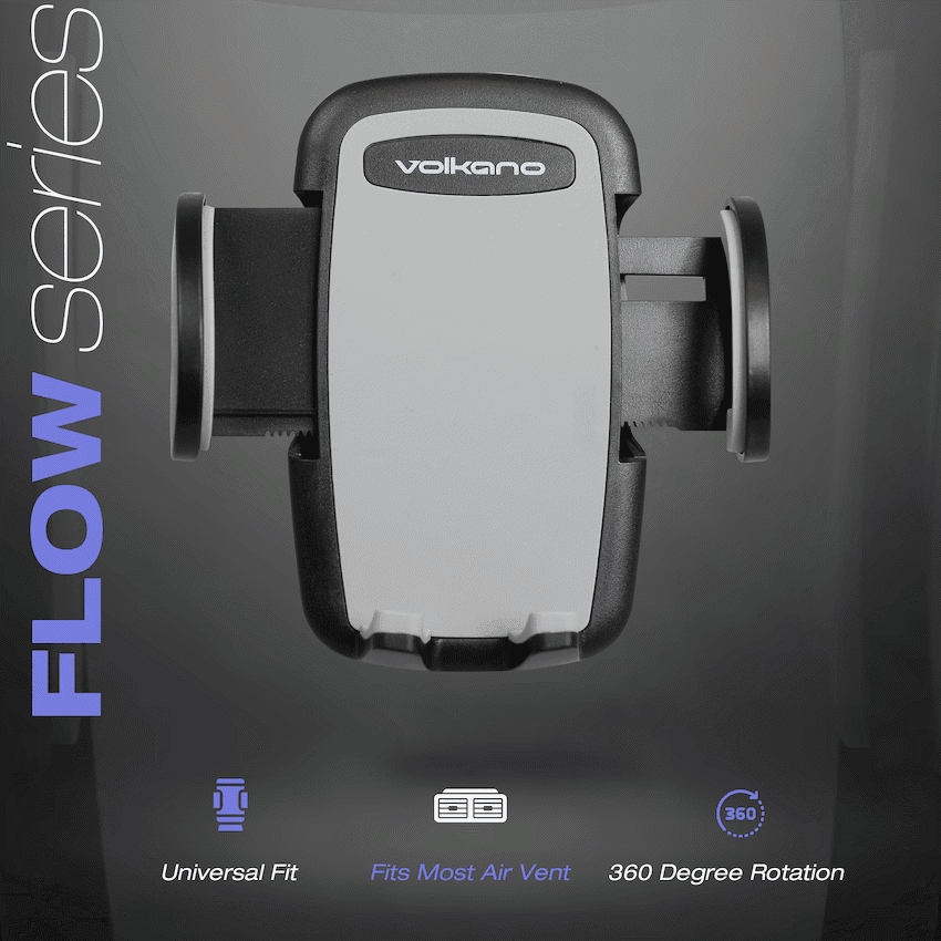 Volkano Flow Series Car Air Vent Phone Holder - Large - Black - Image 3