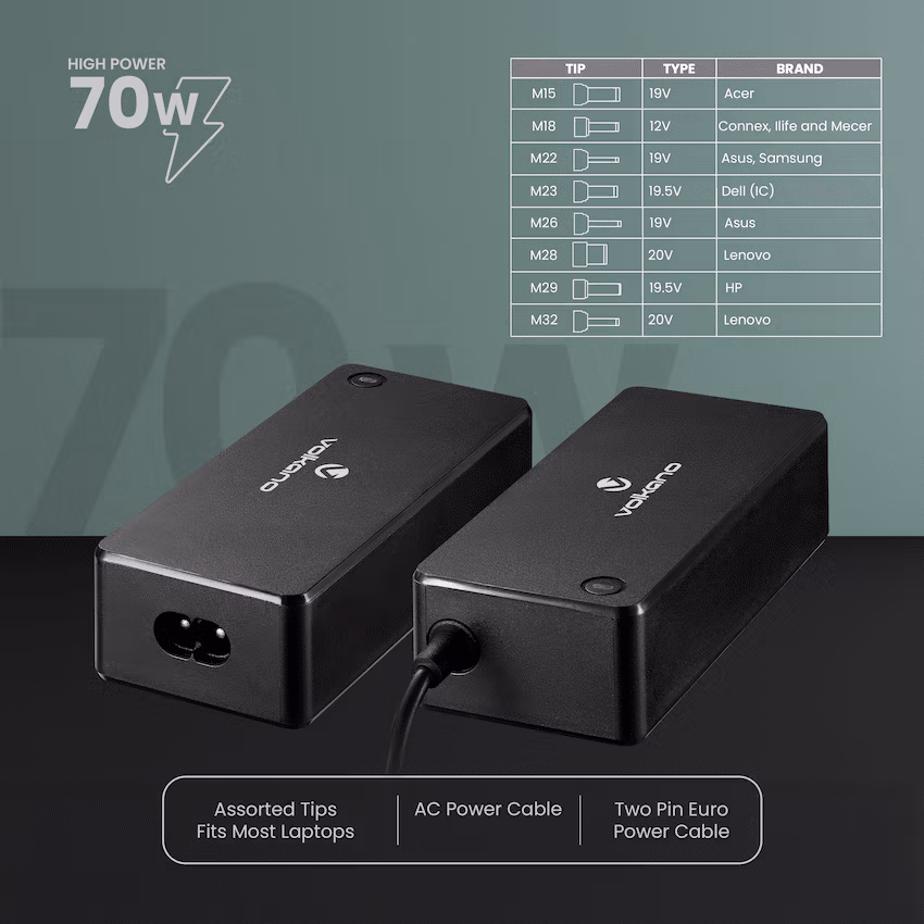 Volkano Omni Plus Universal 70W laptop charger with 12V out - Image 3