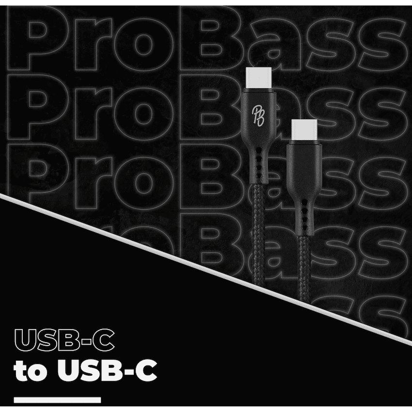Pro Bass Chord Series 1.2m 30w Type-C to Type-C Braided - Black - Image 3