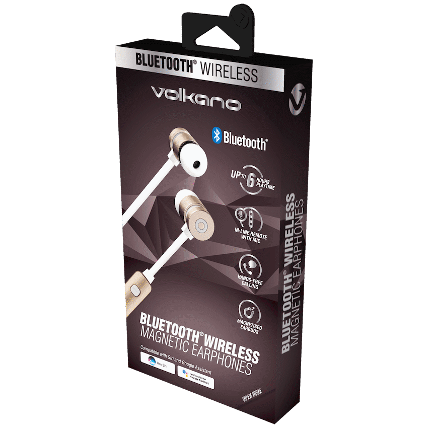 Volkano Mercury Series Bluetooth Magnetic Earphones - Gold/White - Image 4
