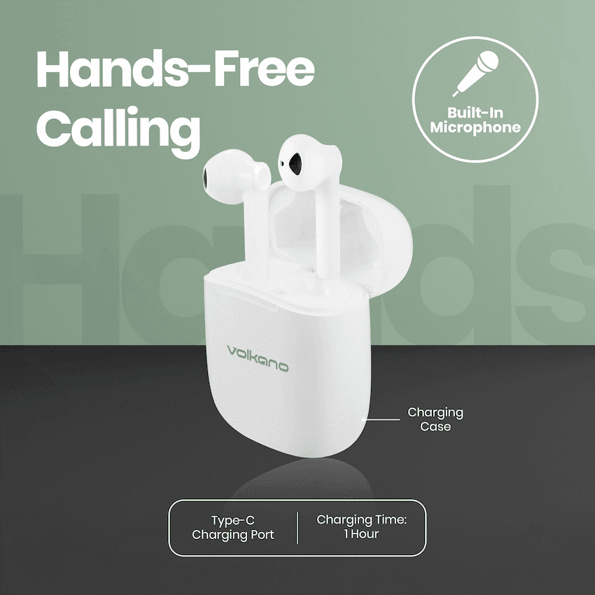 Volkano Buds X 2.0 Series True Wireless Earphones - White - Image 4