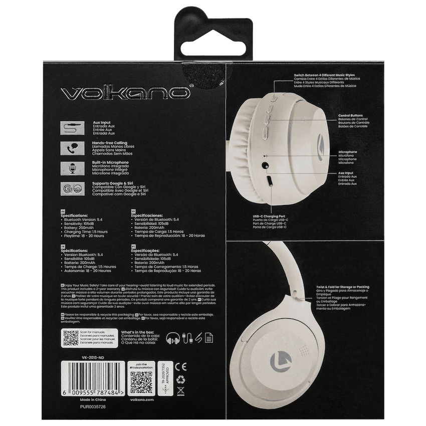 Volkano Cosmic 2 Series Bluetooth Headphone - Nude - Image 4