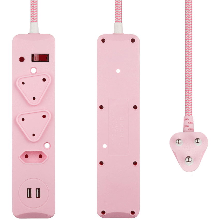 Switched 3-Way Surge-Protected Multiplug with Dual 2.4a USB Ports 3m Braided Cord - Image 4