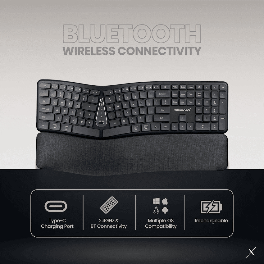 VolkanoX Ergo Bluetooth Wireless Keyboard - Image 4