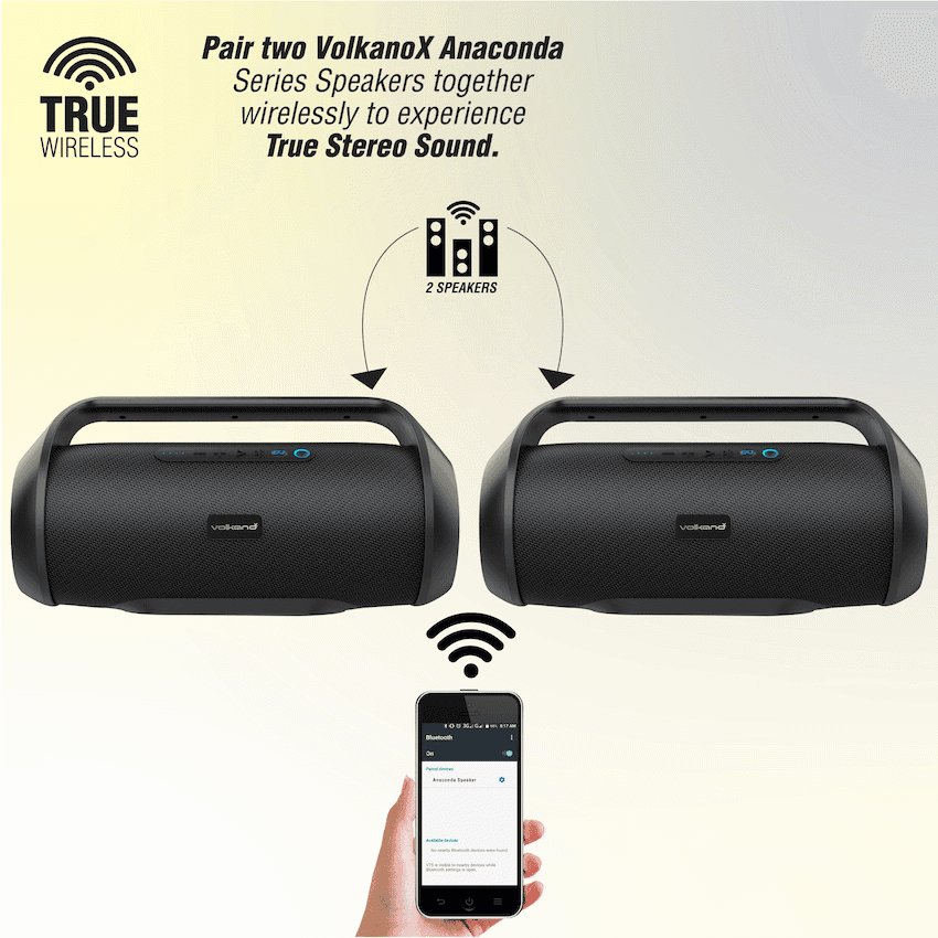 VolkanoX Anaconda Bluetooth Speaker - Black - Image 4