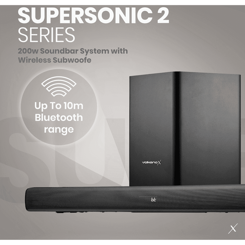 VolkanoX Supersonic 2 Series 2.1 200w Soundbar System with Wireless Subwoofer - Black - Image 4