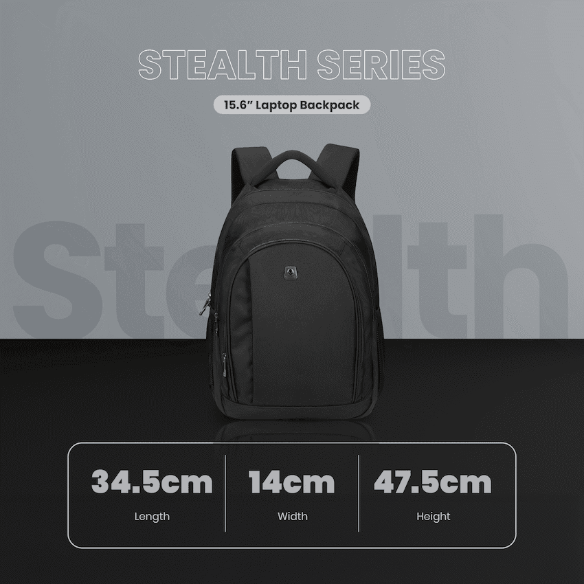 Volkano Stealth 15.6" Laptop Backpack - Black - Image 4