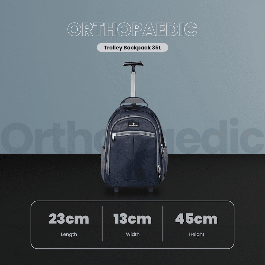 Volkano Orthopaedic Trolley Backpack 35l - Navy/Grey - Image 4