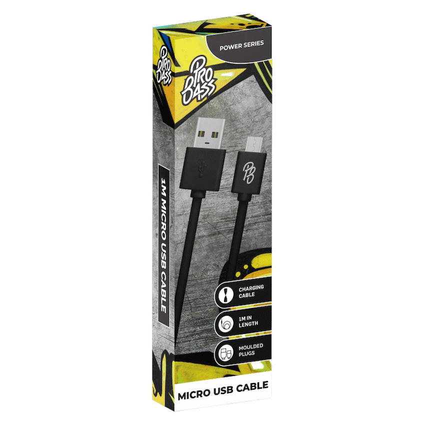 Pro Bass Power Series Boxed Round Micro USB Cable - Black - Image 4