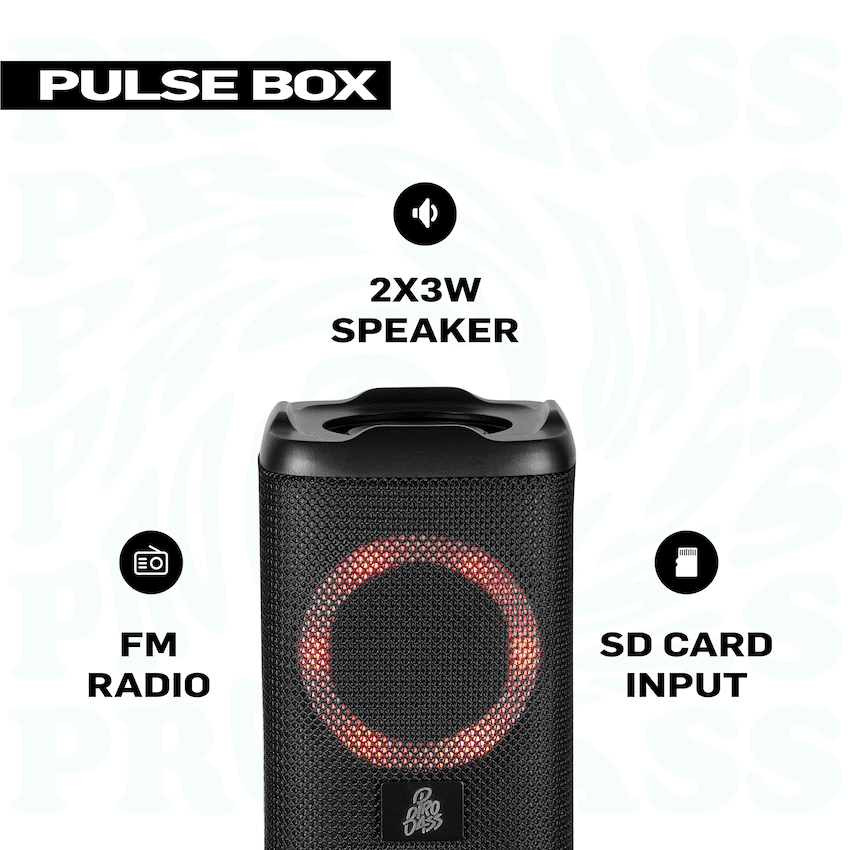 Pro Bass Pulse Box Portable Bluetooth Speaker - Black - Image 4