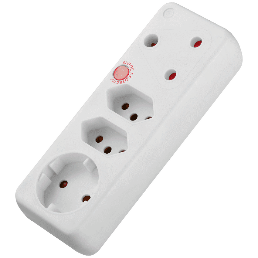 Switched 4-Way Medium Surge Adaptor with Schuko - White - Image 5