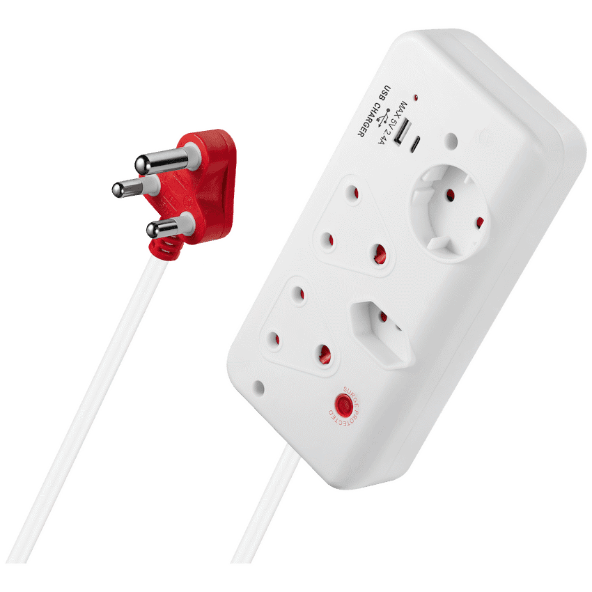 Switched 4-Way with 1x Type-C + 1x USB 2.4a Socket Medium Surge-Protected 0.5m - Image 5