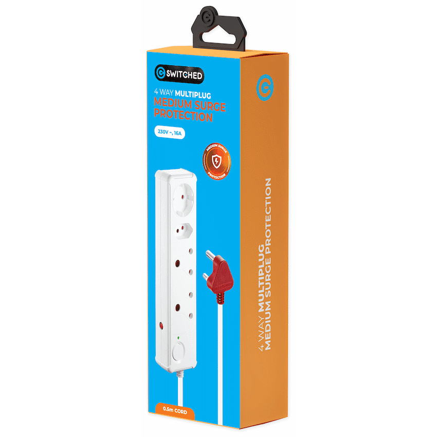 Switched 4-Way Medium Surge-Protected Multiplug 0.5m Cord - White - Image 5