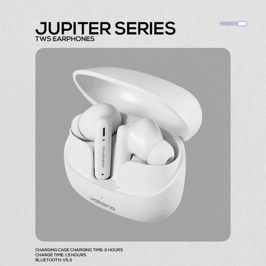 Volkano Jupiter Series TWS Earphones - White - Image 5