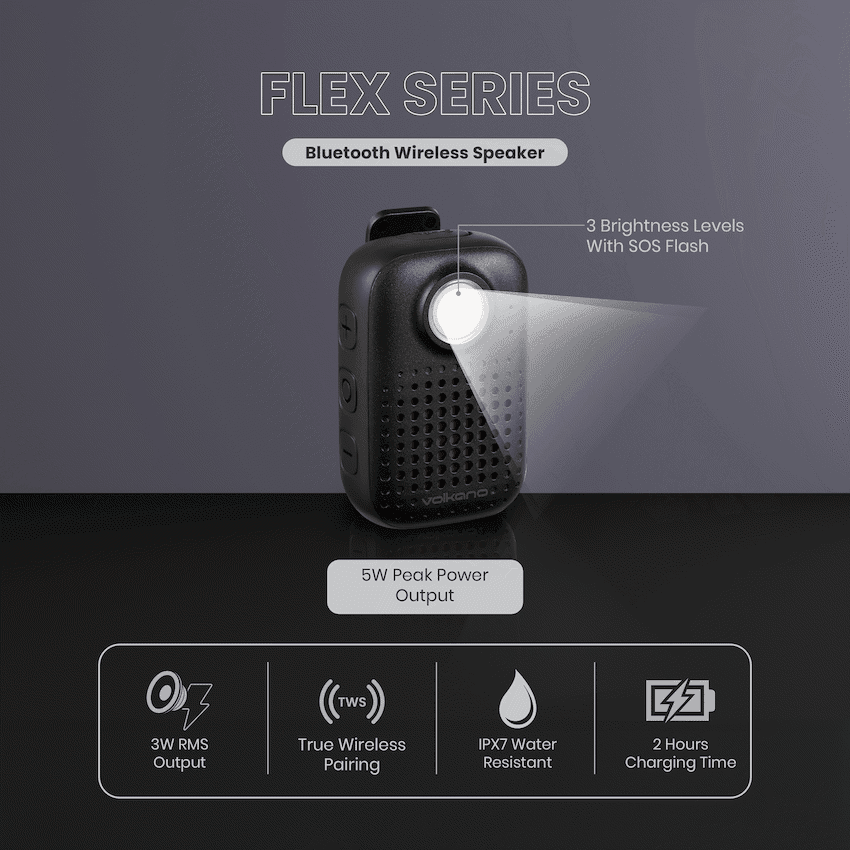 Volkano Flex Bluetooth Wireless Speaker - Black - Image 5